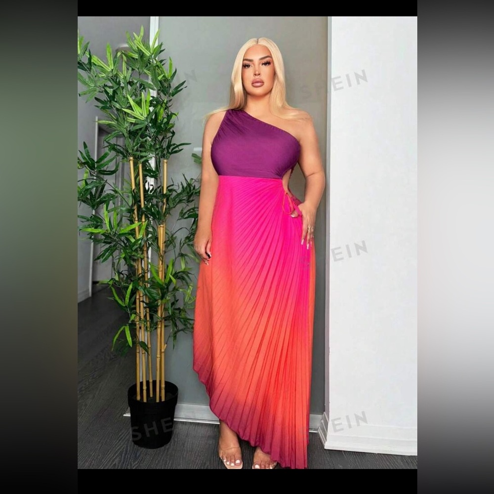 Beautiful plus size one shoulder dress